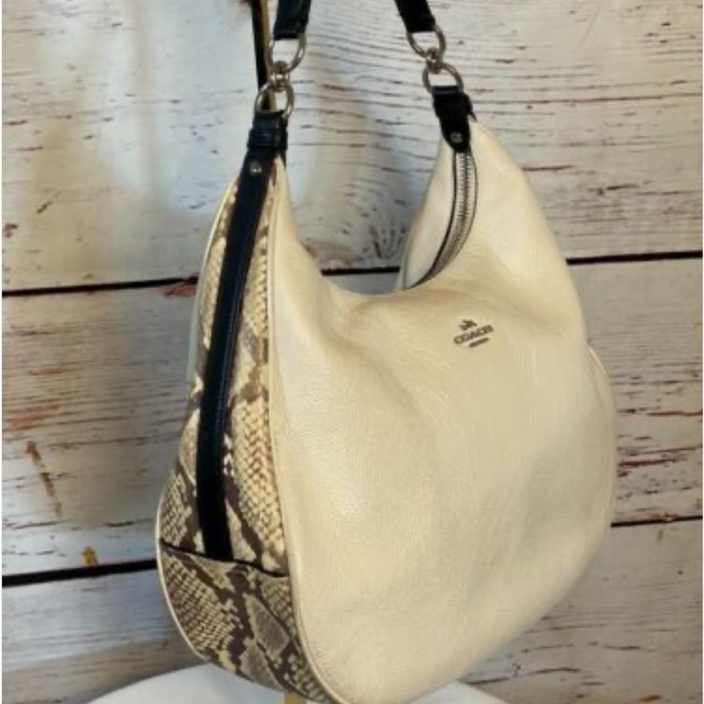 COACH Cream and Tan Women's Satchel Bag